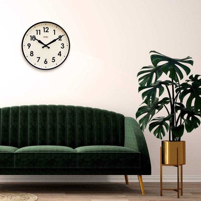 Cloudnola Station Metal Wall Clock, Black and White, 18 inch Diameter, Silent Non Ticking, Battery Operated Quartz Movement - Image 4